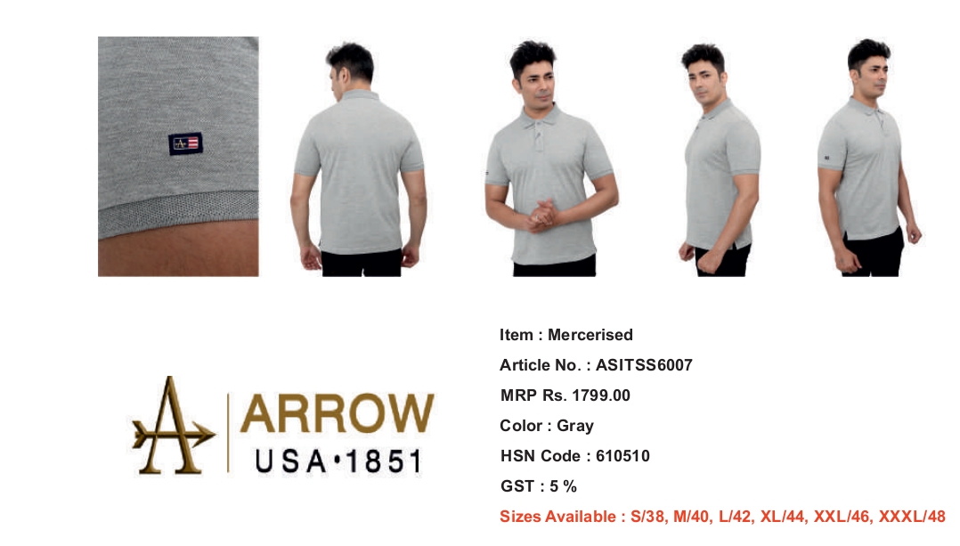 ARROOW T SHIRT GRAY COLOR