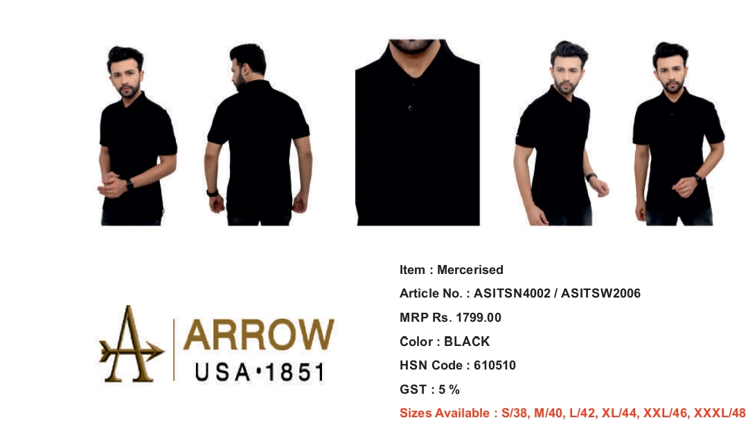 ARROOW T SHIRT BLACK COLOR