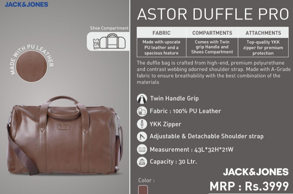 JJ ASTOR DUFFLE PRO