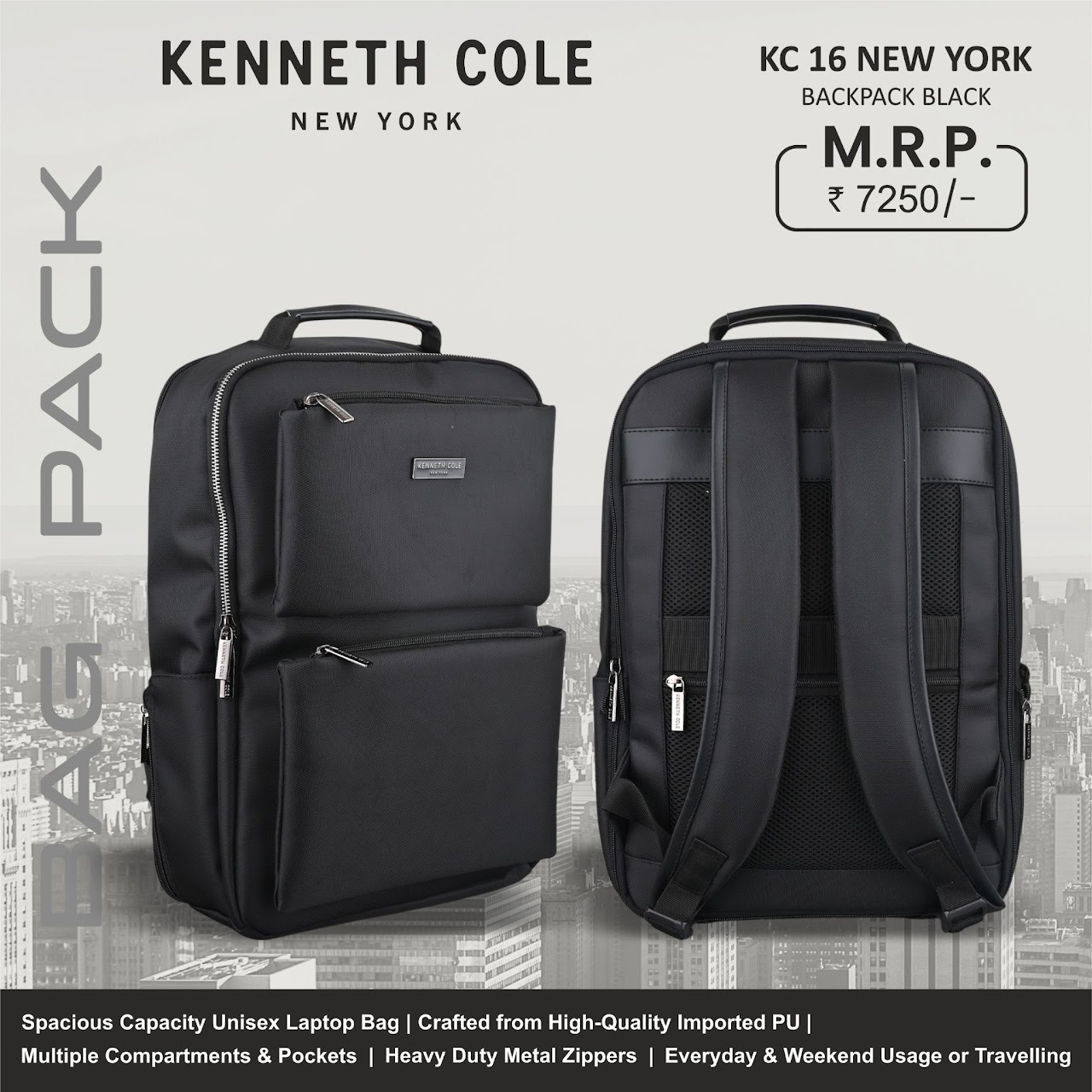 KENNETH & COLE NEWYORK BACKPACK BLACK