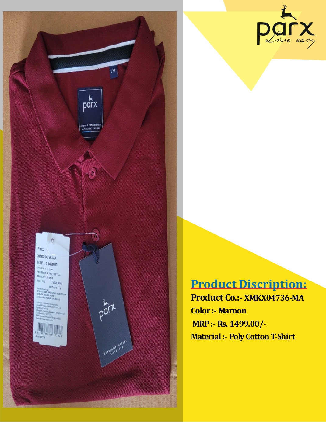 POLY COTTON T-SHIRT MAROON COLOR
