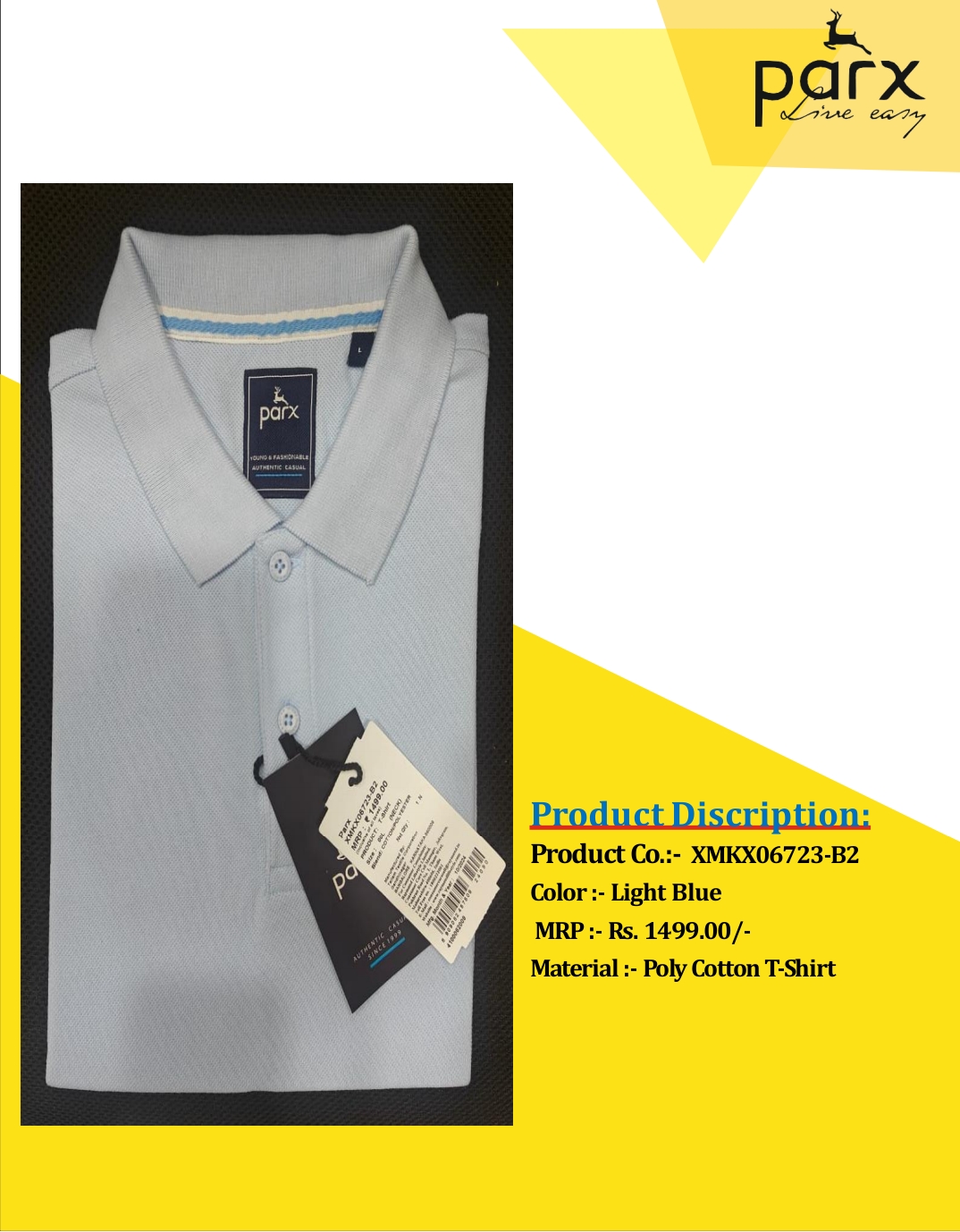 POLY COTTON T-SHIRT LIGHT BLUE COLOR