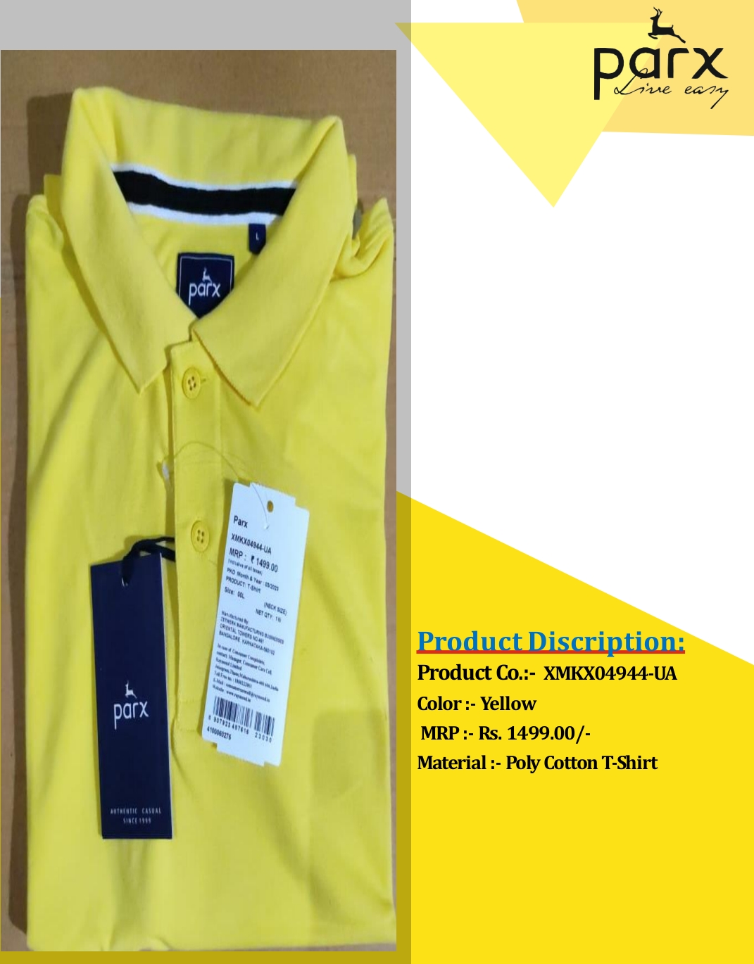 POLY COTTON T-SHIRT YELLOW COLOR