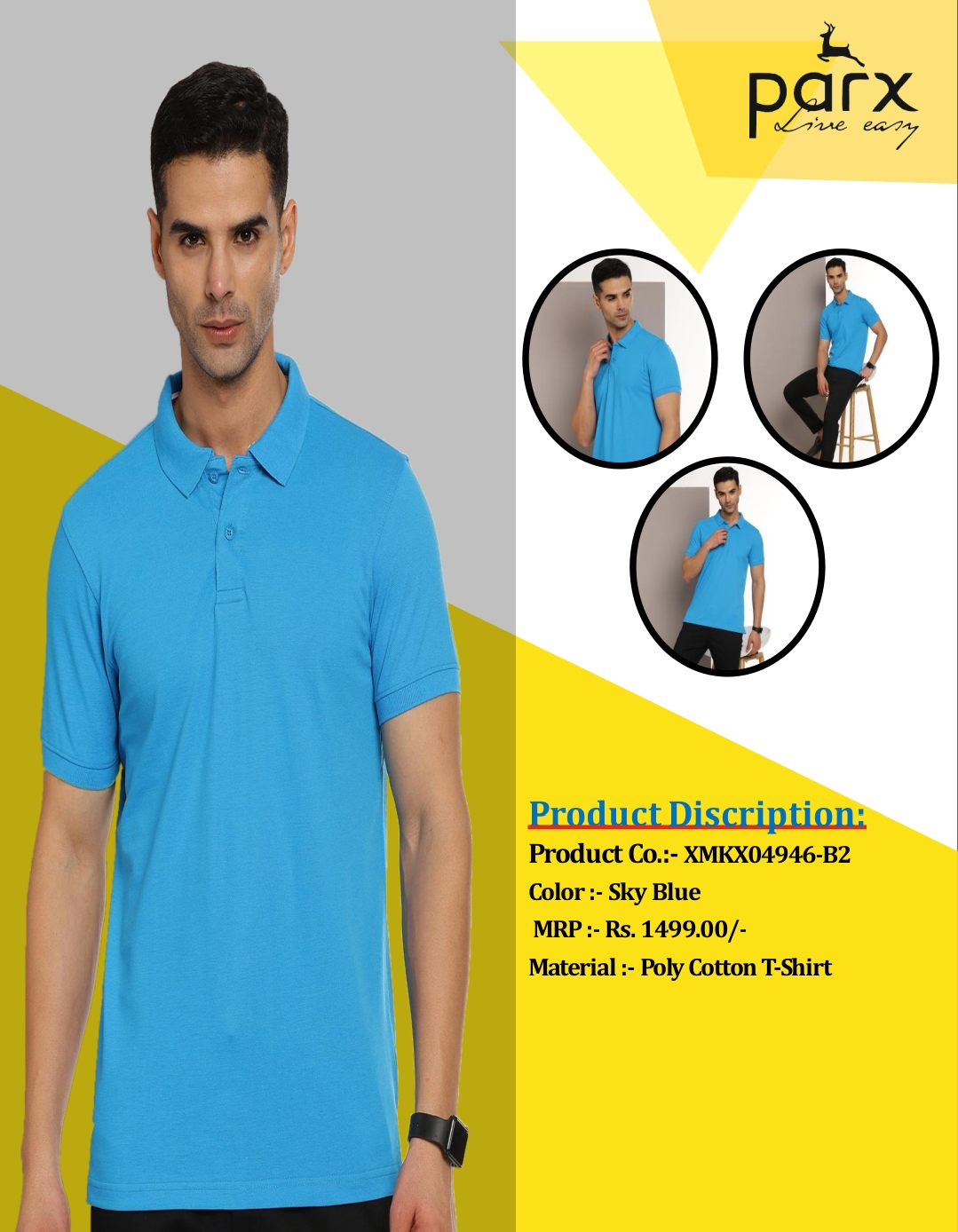 POLY COTTON T-SHIRT SKY BLUE COLOR