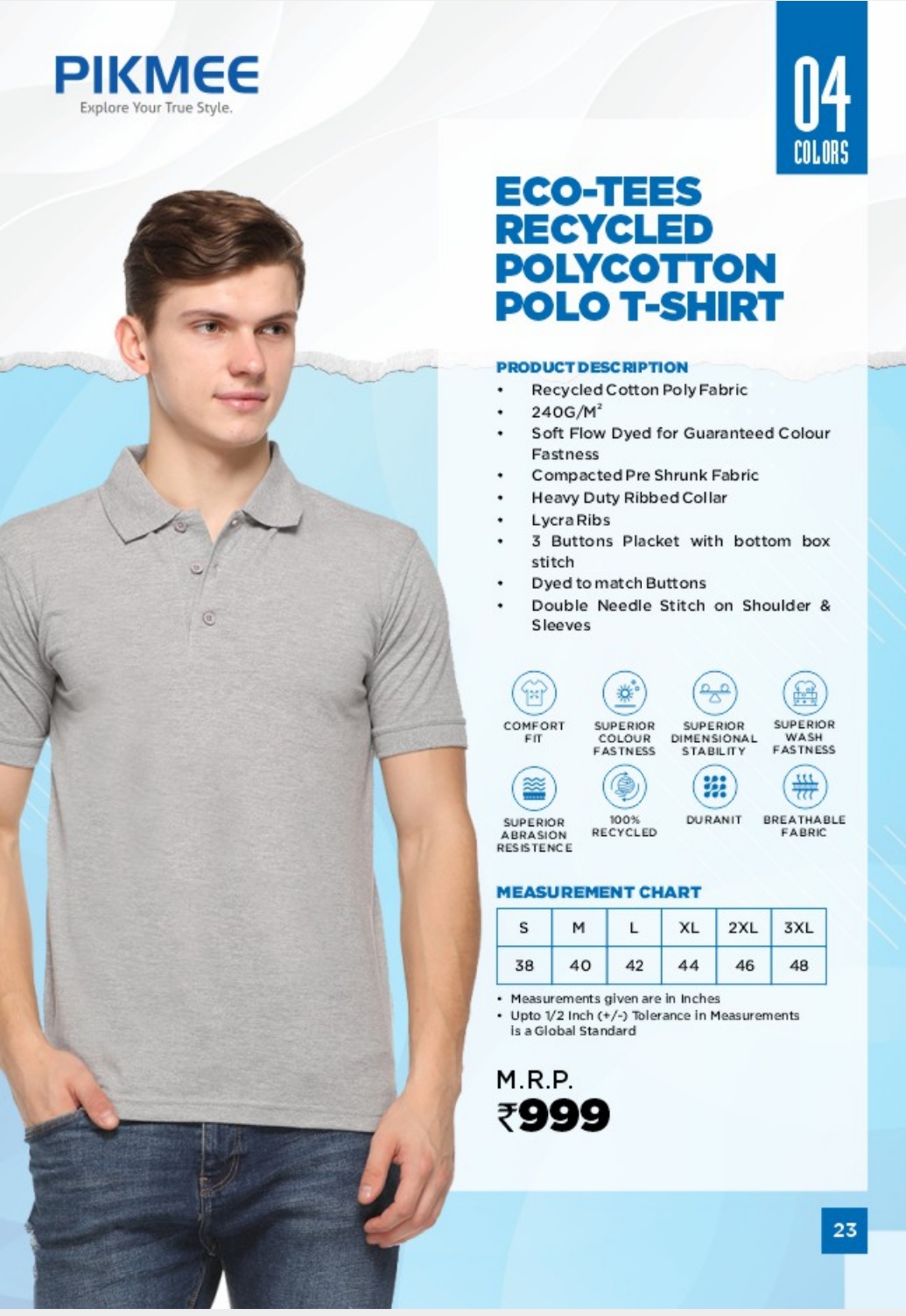 ECO TEES RECYCLED POLYCOTTON POLO T SHIRT